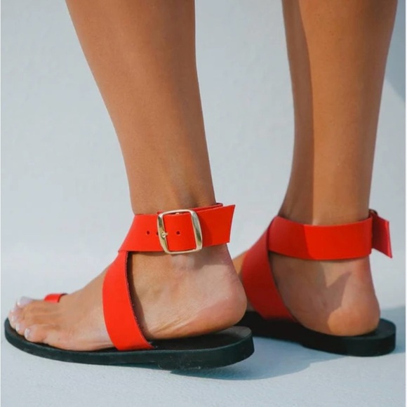 Kionas Dione Greek Made Wearable Art Strappy Red Leather Sandals US 8/8.5 NWOT - Picture 2 of 16